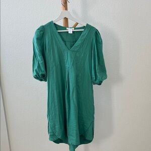 Cynthia Rowley Emerald Green Puff Sleeve Tunic